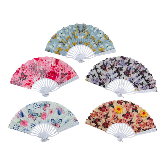 Multi Floral Butterfly Hand Held Folding Fan FN0437 (12PC)