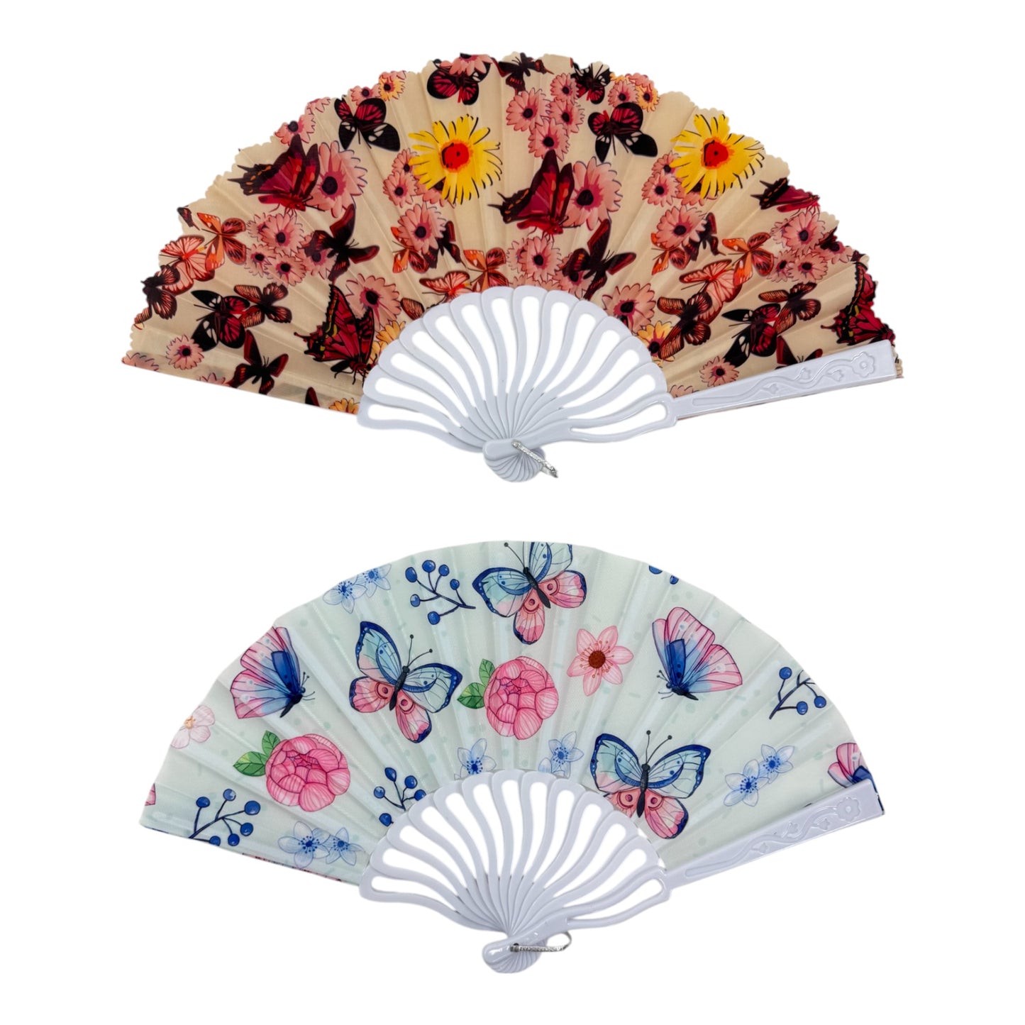 Multi Floral Butterfly Hand Held Folding Fan FN0437 (12PC)