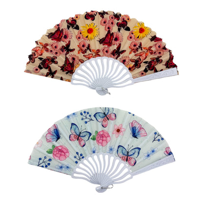 Multi Floral Butterfly Hand Held Folding Fan FN0437 (12PC)
