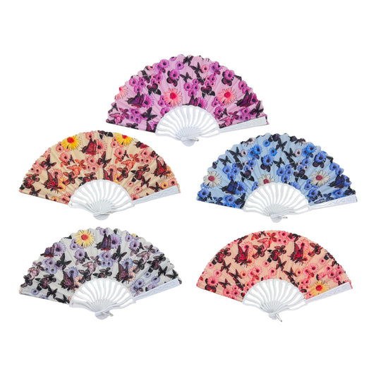 Butterfly Daisy Hand Hold Folding Fan FN0436  (12PC)