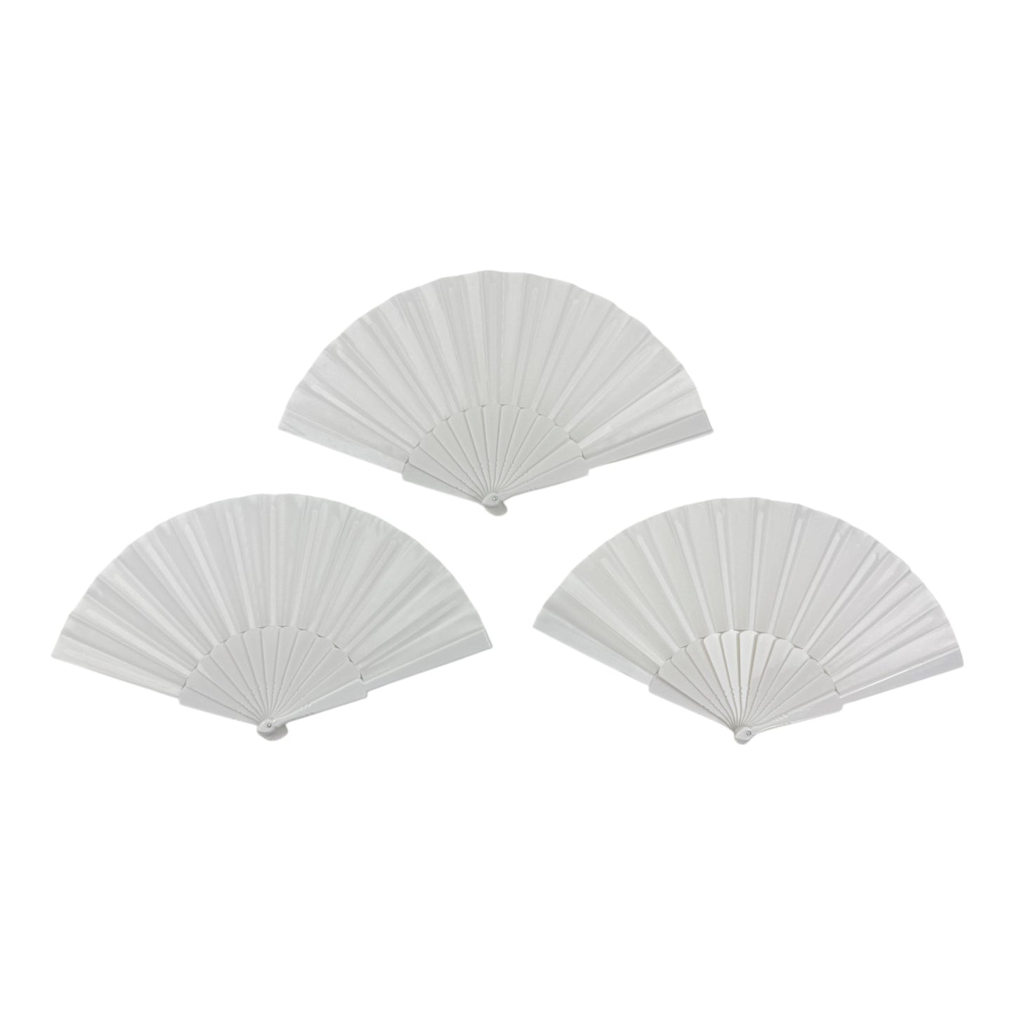 White On White Hand Held Folding Fan FN06 (12PC)
