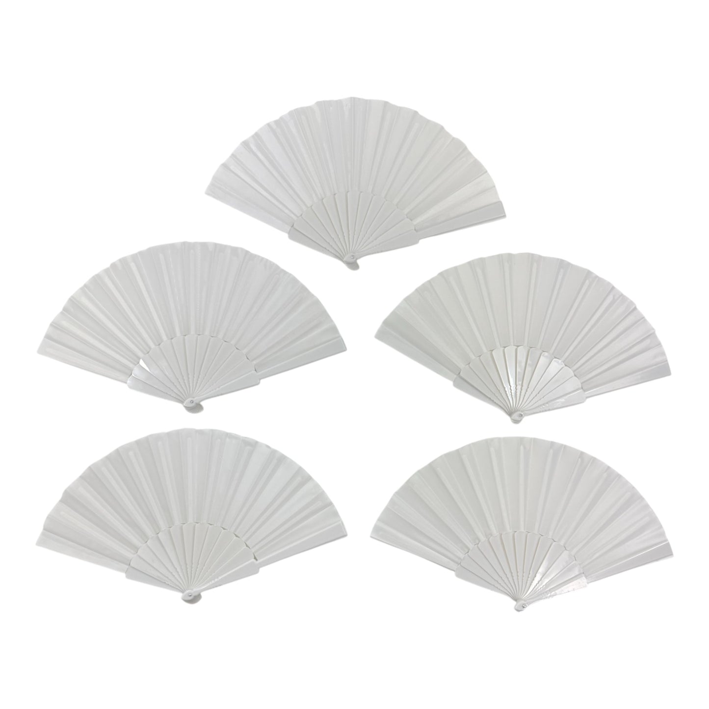 White On White Hand Held Folding Fan FN06 (12PC)