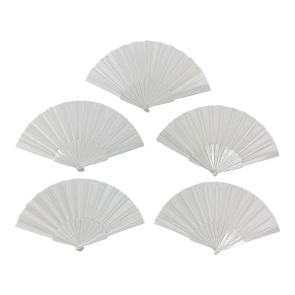 White On White Hand Held Folding Fan FN06 (12PC)