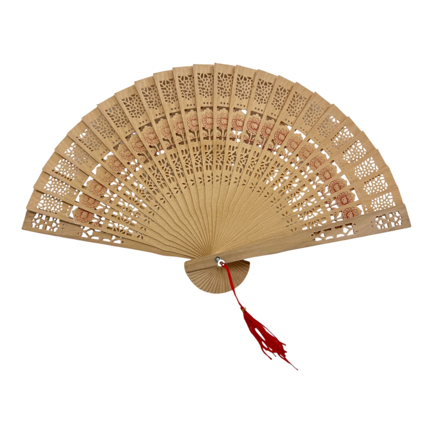 Dynasty Hollow Laser Cut Wooden Hand Held Folding Fan FN3813 (12PC)