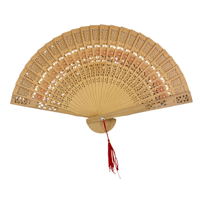 Dynasty Hollow Laser Cut Wooden Hand Held Folding Fan FN3813 (12PC)