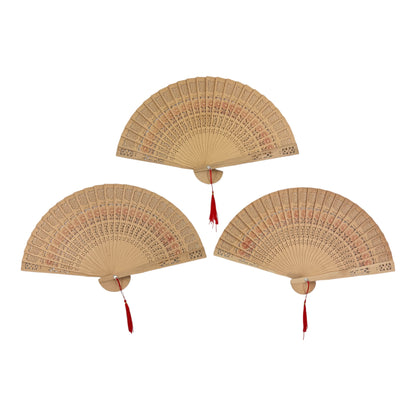 Dynasty Hollow Laser Cut Wooden Hand Held Folding Fan FN3813 (12PC)