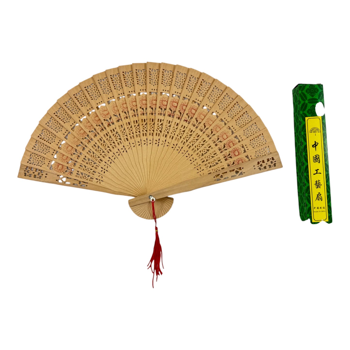 Dynasty Hollow Laser Cut Wooden Hand Held Folding Fan FN3813 (12PC)