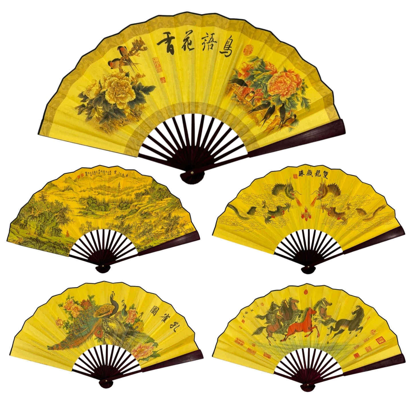 Chinese Vintage Oriental Hand Held Folding Fan FN0571. (12PC)