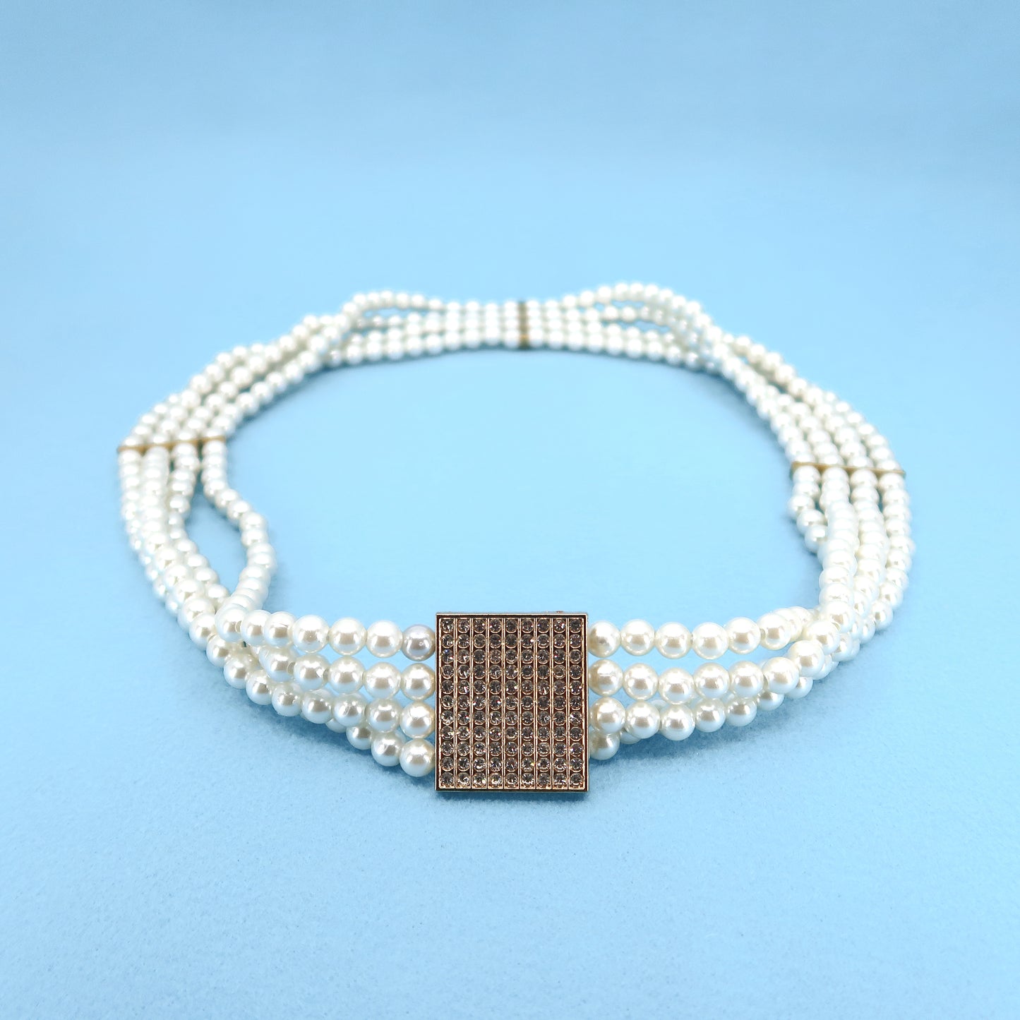 Pearl N Rhinestone Square Buckle Belt BT0506-10 (4PC)