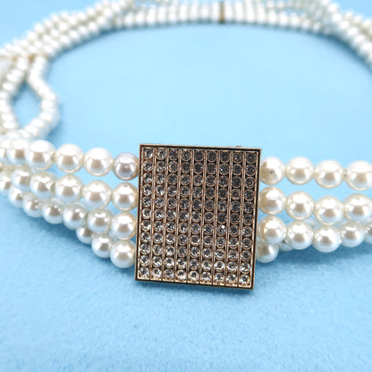 Pearl N Rhinestone Square Buckle Belt BT0506-10 (4PC)