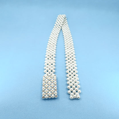 Pearl N Rhinestone Rectangle Buckle Belt BT0506-9 (3PC)