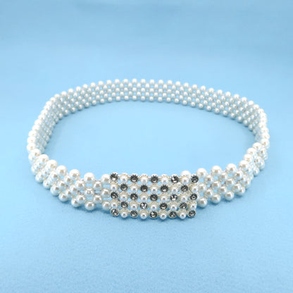 Pearl N Rhinestone Rectangle Buckle Belt BT0506-9 (3PC)