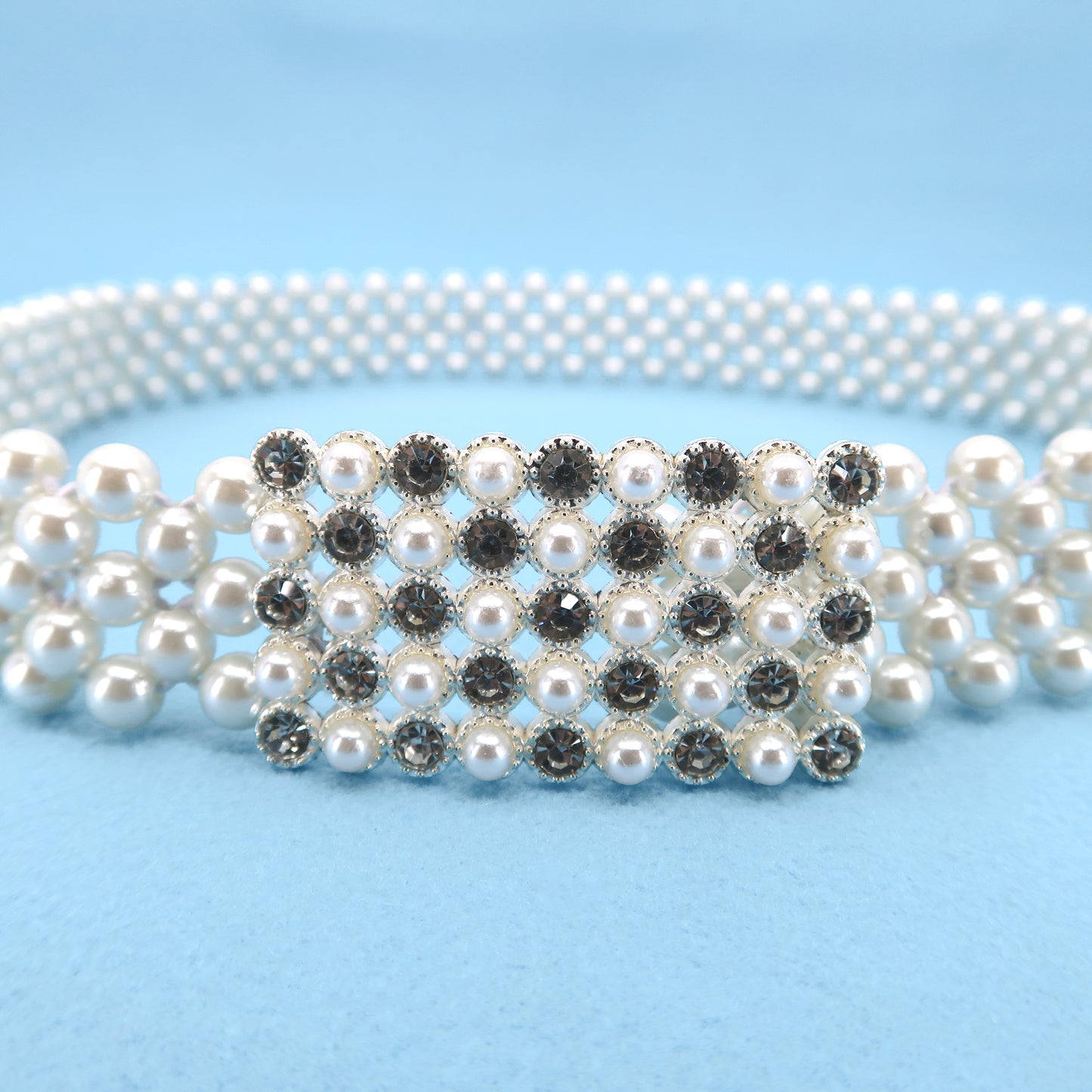 Pearl N Rhinestone Rectangle Buckle Belt BT0506-9 (3PC)