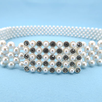 Pearl N Rhinestone Rectangle Buckle Belt BT0506-9 (3PC)