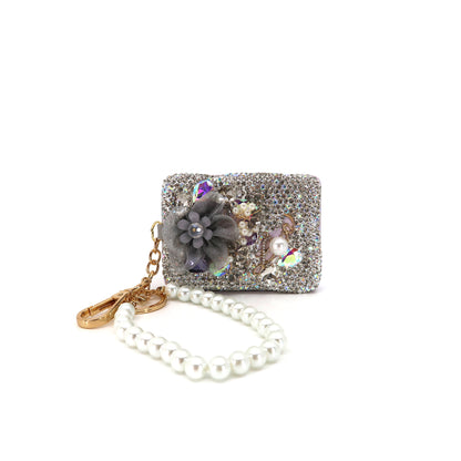 CRYSTAL FLOWER PEARL STRAP MIRROR KEY CHAIN KC3222-39 (12PC)