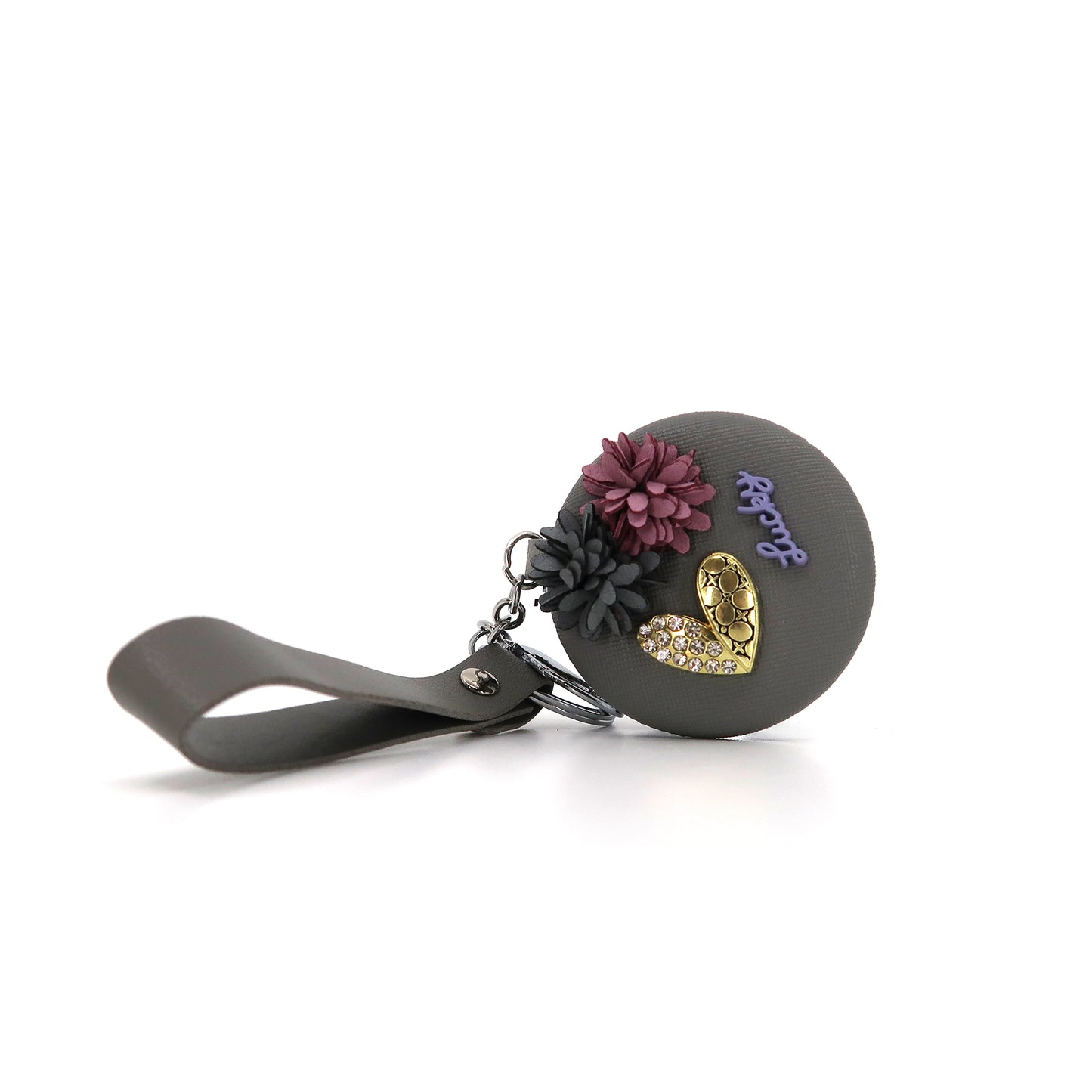 Heart Flower Decor Mirror Key Chain KC3222-35-C (12PC)
