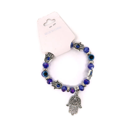 Blue and Red Charm Glass Bead Bracelet BC0414-7 (12PC)