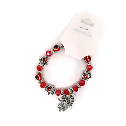 Blue and Red Charm Glass Bead Bracelet BC0414-7 (12PC)