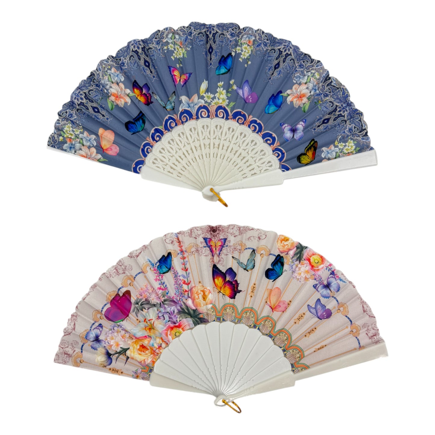 Peony Floral Butterfly Hand Held Folding Fan FN0379 (12PC)