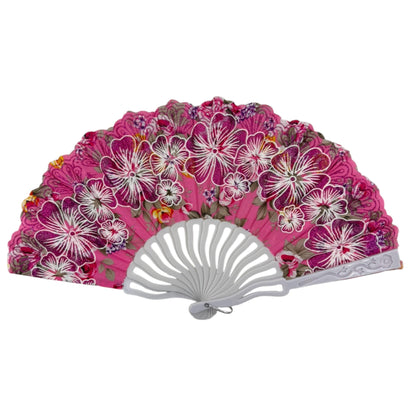 Peony Floral Glitter Hand Held Folding Fan FN0441. (12PC)