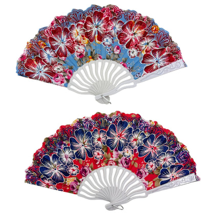 Peony Floral Glitter Hand Held Folding Fan FN0441. (12PC)