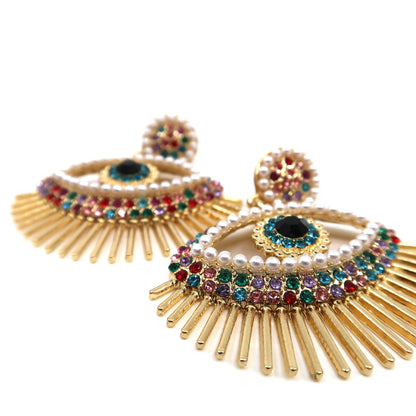 Color Stone Evil Eye Earring ER904-7 (12PCS)