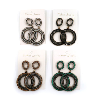 Rhinestone Circle Drop Hoop Earring ER904-17 (12PC)