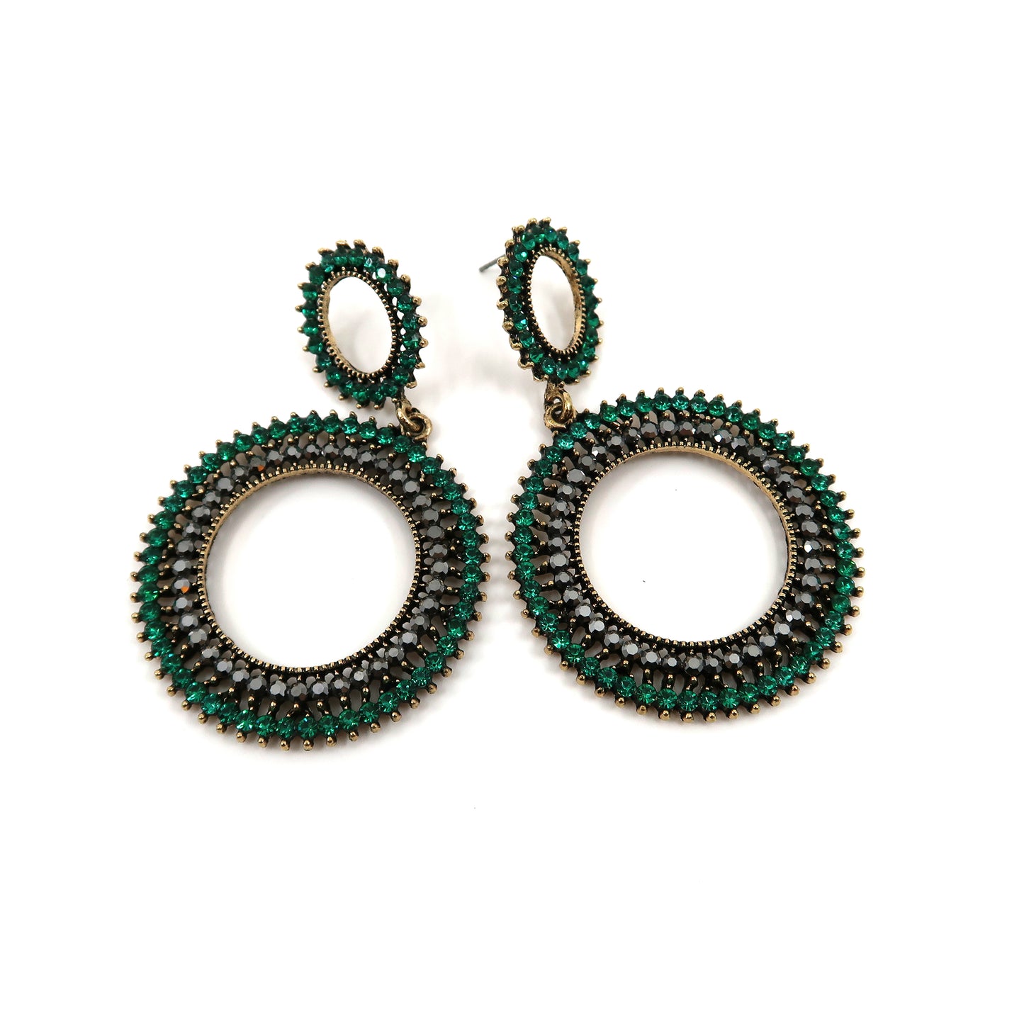 Rhinestone Circle Drop Hoop Earring ER904-17 (12PC)