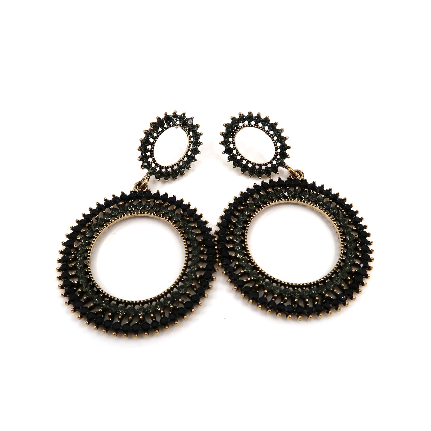 Rhinestone Circle Drop Hoop Earring ER904-17 (12PC)