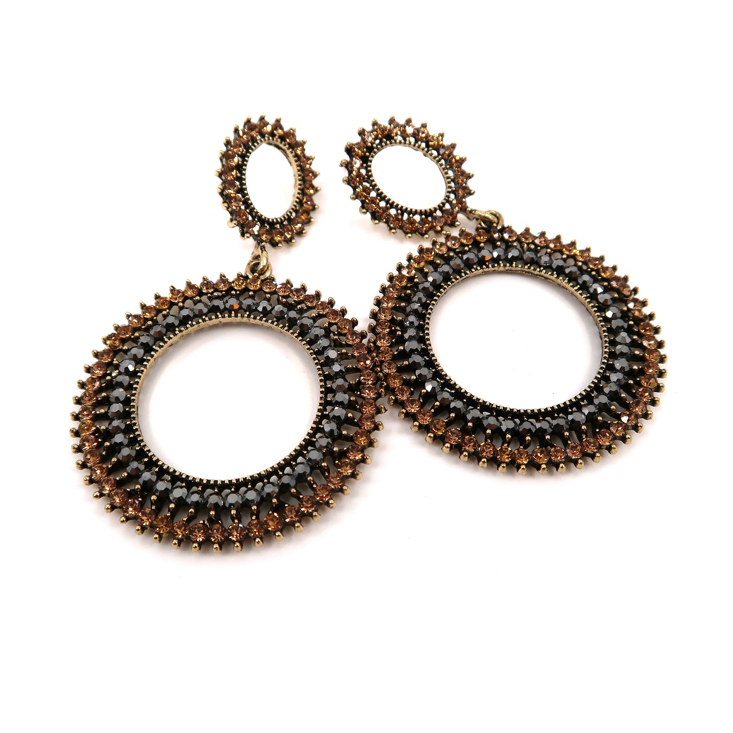 Rhinestone Circle Drop Hoop Earring ER904-17 (12PC)