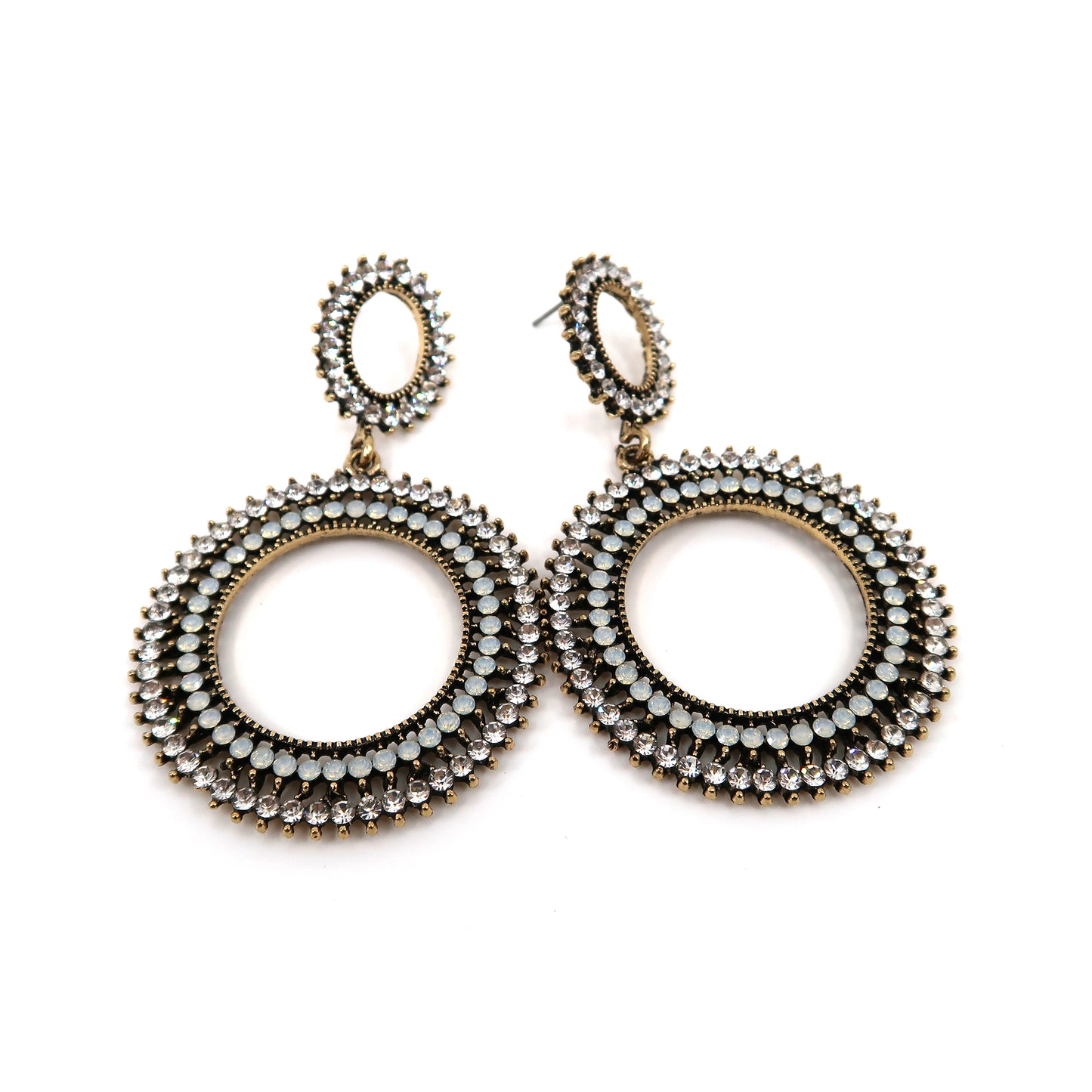 Rhinestone Circle Drop Hoop Earring ER904-17 (12PC)