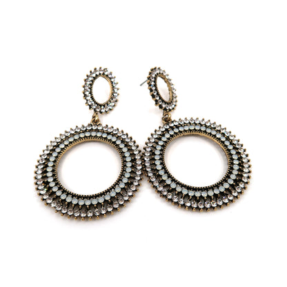 Rhinestone Circle Drop Hoop Earring ER904-17 (12PC)