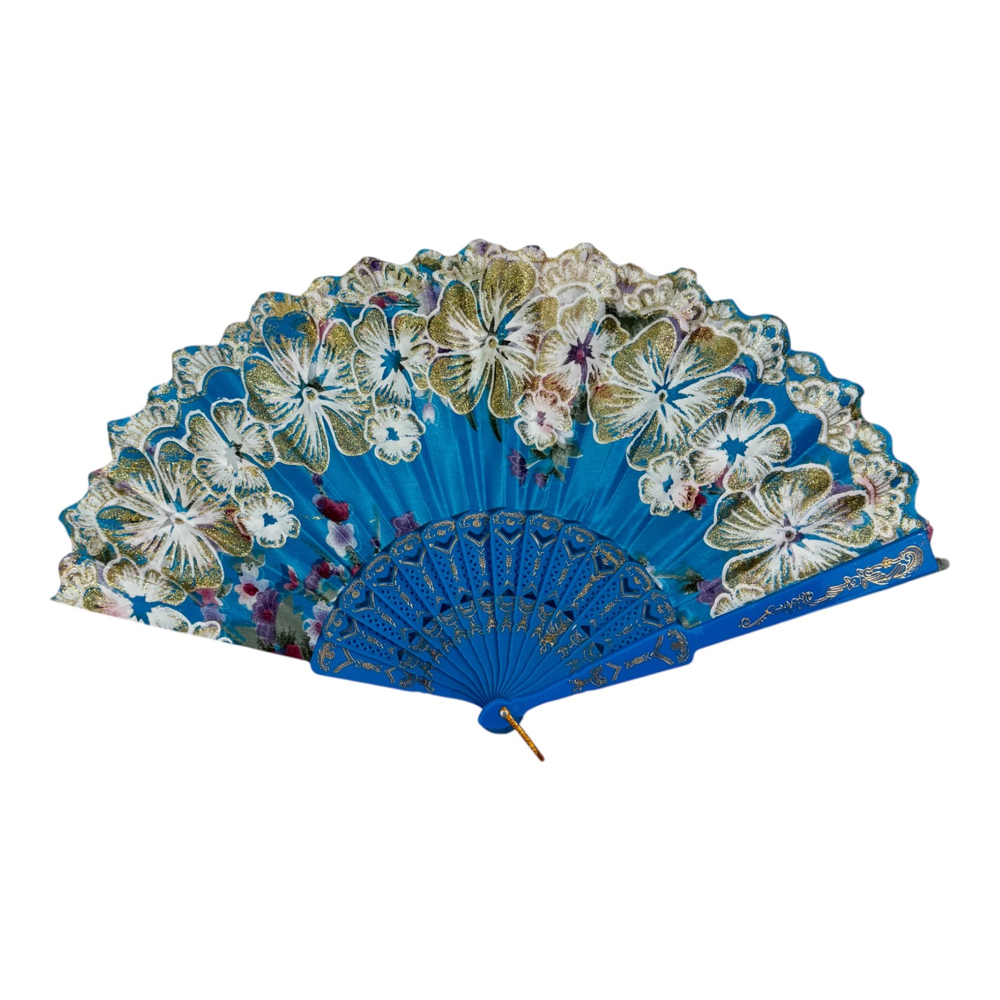 Peony Floral Gold Glitter Hand Held Folding Fan FN0440 (12PC)