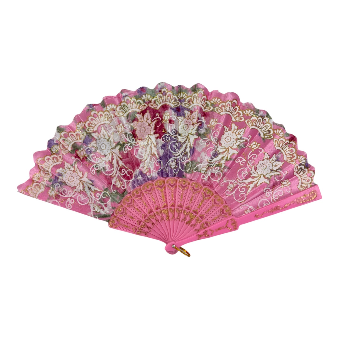 Peony Floral Gold Glitter Hand Held Folding Fan FN0440 (12PC)
