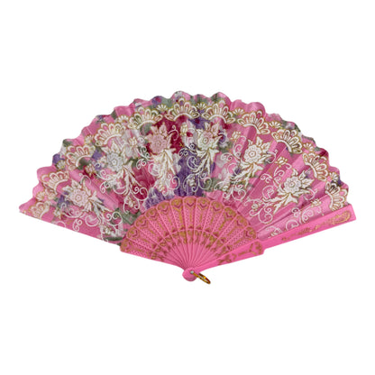 Peony Floral Gold Glitter Hand Held Folding Fan FN0440 (12PC)