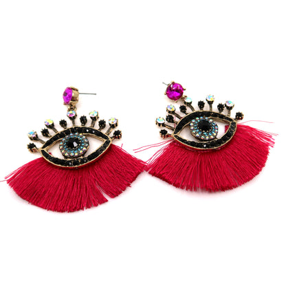 Evil Eye Tassel Earring ER904-16 (12PCS)