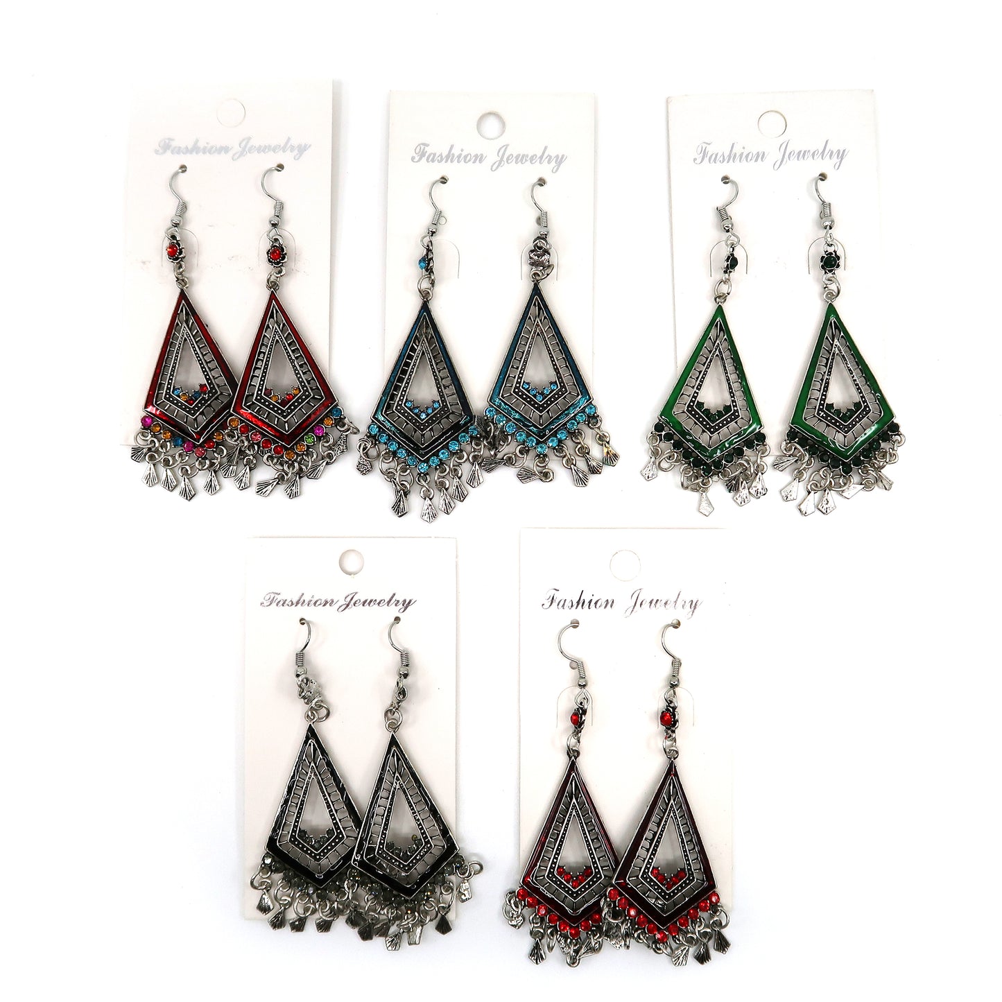 Color Stone Rhombus Earring ER904-24 (12PC)