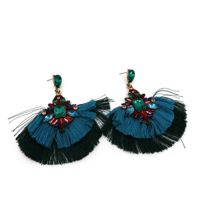 Color Stone Tassel Earring ER904-29 (12PC)