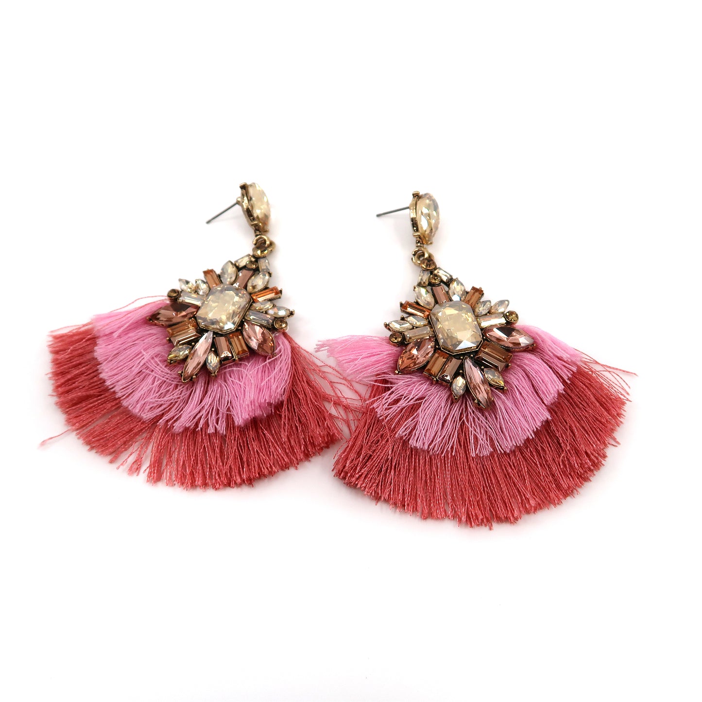 Color Stone Tassel Earring ER904-29 (12PC)