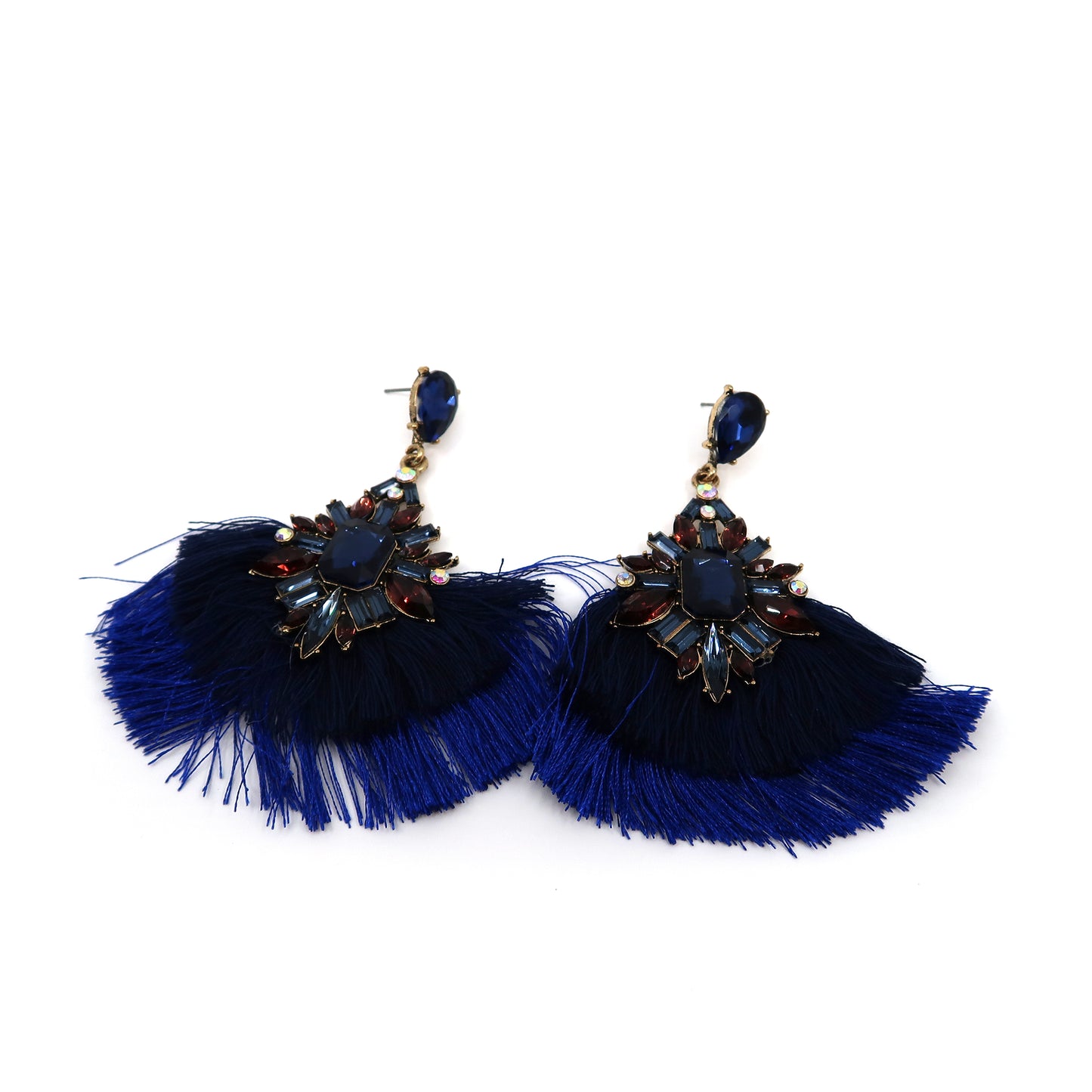 Color Stone Tassel Earring ER904-29 (12PC)