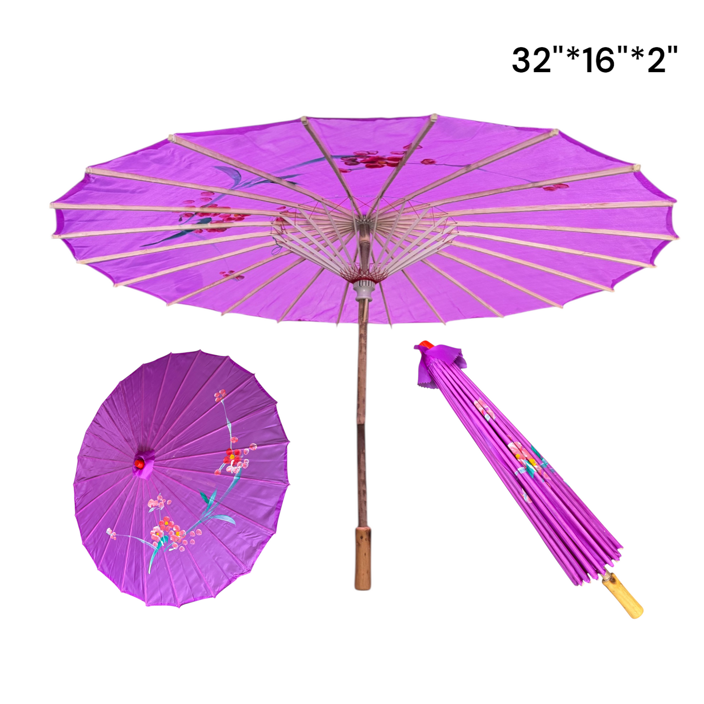 Traditional Floral Sunshade Oil Cloth Paper Umbrella UM5044 (12PC)