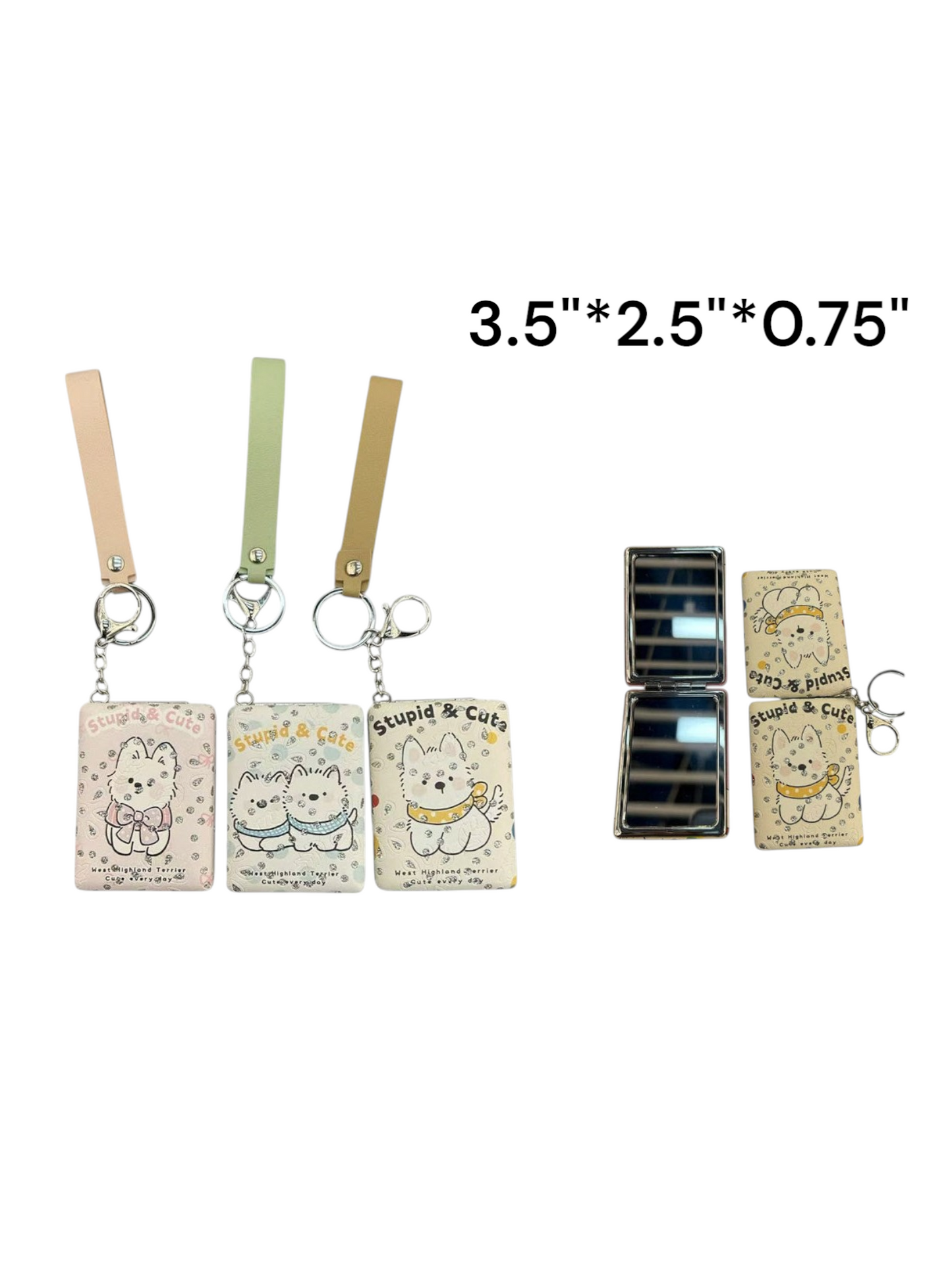Cute Puppy Animal Mirror Key Chain MR5311-15 (12PC)