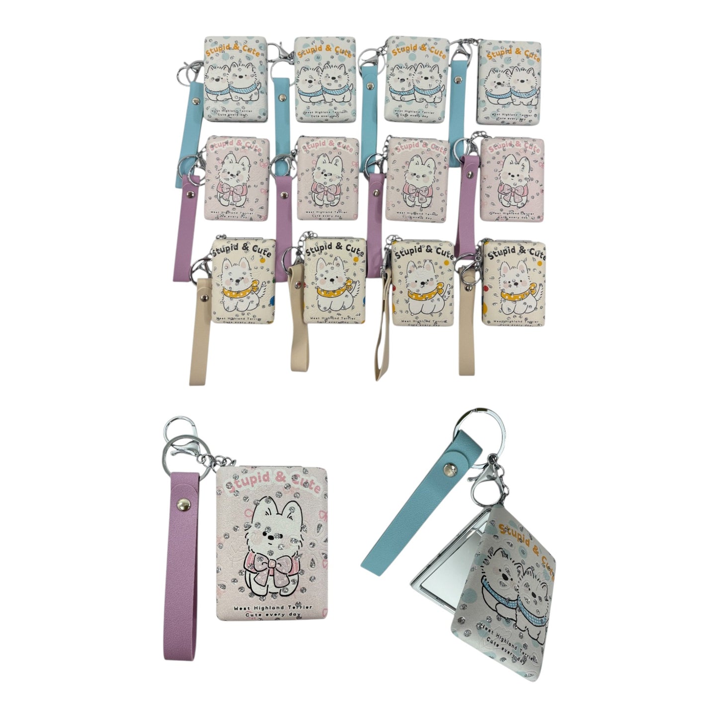 Cute Puppy Animal Mirror Key Chain MR5311-15 (12PC)