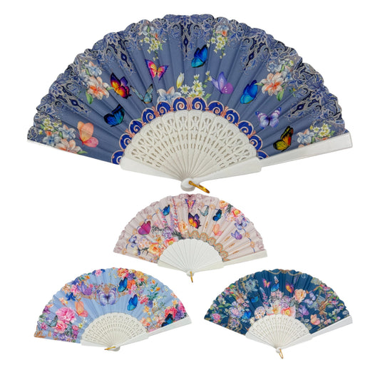 Peony Floral Butterfly Hand Held Folding Fan FN0379 (12PC)