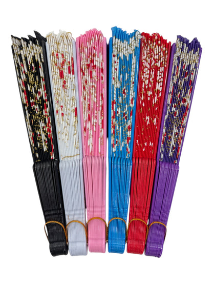 Peacock Floral Gold Glitter Hand Held Folding Fan FN0266 (12PC)