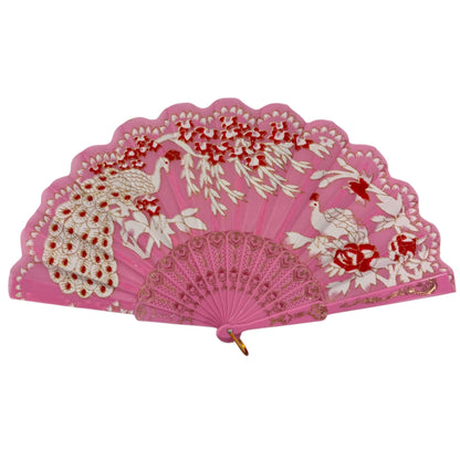 Peacock Floral Gold Glitter Hand Held Folding Fan FN0266 (12PC)