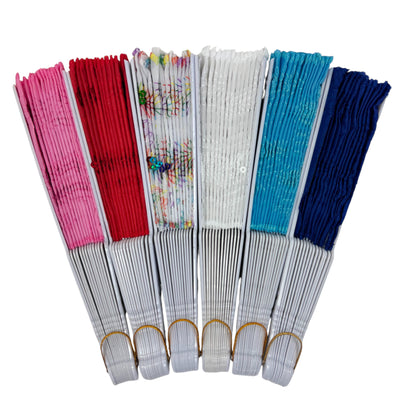 White Floral Sequin Hand Held Folding Fan FN7386(12PC)