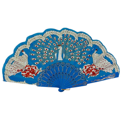 Peacock Floral Gold Glitter Hand Held Folding Fan FN0266 (12PC)