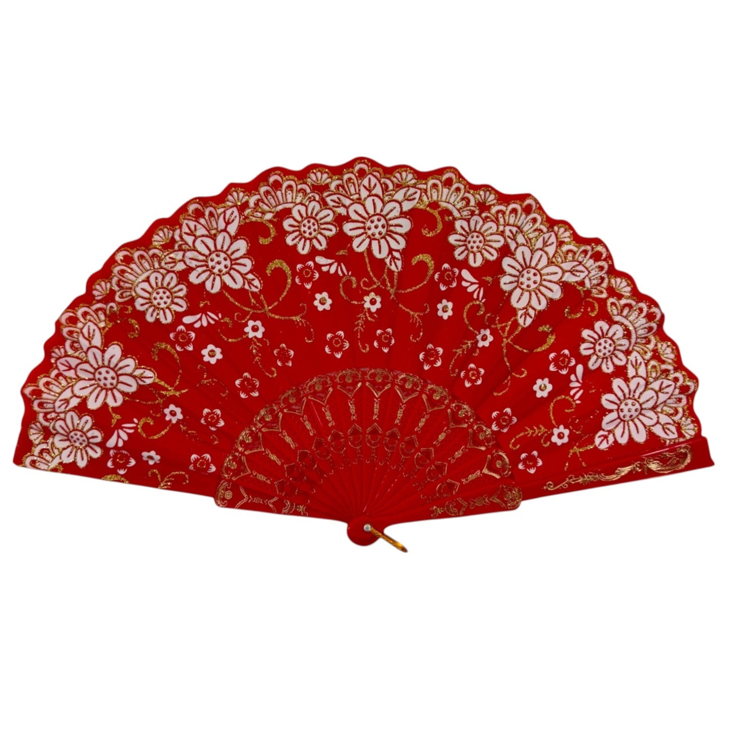 Peacock Floral Gold Glitter Hand Held Folding Fan FN0266 (12PC)