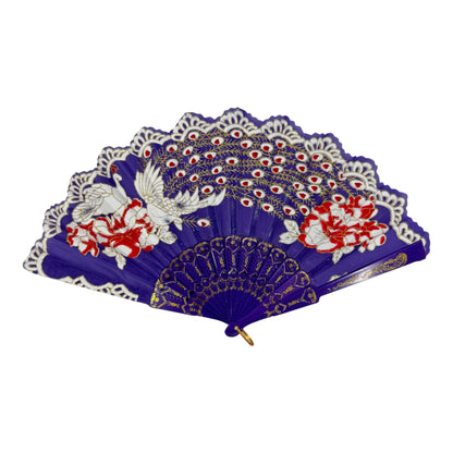Peacock Floral Gold Glitter Hand Held Folding Fan FN9471. (12PC)